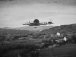 US B-25 bombers above the Japanese Toyohara Airfield, Taichu (now Taichung), Taiwan, 1945