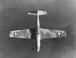 P-51A Mustang fighter in flight, viewed from the top, Oct 1940-May 1942