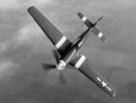 P-51A Mustang fighter in flight, Sep 1943-Jan 1947
