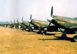 P-51A Mustang fighters of the US 1st Air Commando Group at rest at an airfield in Burma, 1944