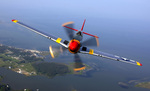 Ed Shipley flying a P-51 Mustang fighter during a show at Langley Air Force Base, Virginia, United States, 21 May 2007