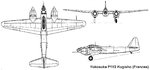 Schematic of Yokosuka P1Y Ginga Navy Type 11 medium bomber, Allied Code Named 