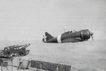 Launching a Re.2000 Falco I fighter from the catapult of an Italian Navy ship, circa 1942-1943