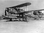 SOC-3 Seagull aircraft of US Navy Observation Squadron Two parked at Reeves Field, San Diego, California, United States, 1938