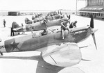British workers preparing Spitfire Vb fighters destined for the Soviet Union, Abadan Airport, Iran, early 1943