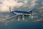 Pan-Am Boeing 307 Stratoliner passenger aircraft in flight, circa 1940; note the close pairs of windows of the early 307 aircraft