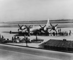 B-29 Superfortress bomber on display at the Washington National Airport, Washington DC, United States, date unknown