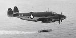 US Navy PV-1 Ventura aircraft dropping a Mk XIII torpedo over Saratoga Passage, Washington, United States, 4 Jun 1943. Note the torpedo