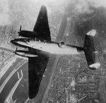 British RAF Ventura bomber over IJmuiden Steelworks, IJmuiden, the Netherlands, Feb 1943; as seen in US Navy publication Naval Aviation News dated 15 Sep 1943