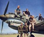 Flying Tigers pilots with a P-40 fighter, China, early 1940s
