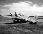 Wildcat fighter at Henderson Field, Guadalcanal, 2 Feb 1943