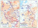 Map depicting the Allied advance to the Rhine River in West-Central Germany, Eastern France, and the Low Countries, 8 Feb-21 Mar 1945