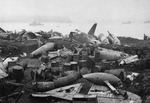 Wrecked Japanese aircraft, oil drums, and other rubble at Kiska, Aleutian Islands, US Territory of Alaska, 19 Aug 1943