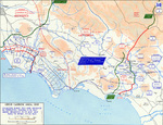Map of the Allied breakout from the Anzio, Italy beachhead and advance from the Gustav Line, May 1944
