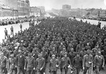 Troops of German 4th Army, after being captured at Minsk in Byelorussia, being marched through the streets of Moscow, Russia, 17 Jul 1944