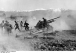 German 15 cm sFH 37(t) howitzer shelling Metaxas Line fortifications, Greece, early Apr 1941