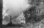 A building on fire on Prorizna Street near the intersection of Khreschatyk Street, Kyiv, Ukraine, 24 Sep 1941