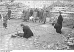 German civilians building a roadblock near the Hermannstraße S-Bahn station, Berlin, Germany, 10 Mar 1945, photo 2 of 6