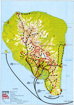 Map noting the progress of the Battle of Tarakan