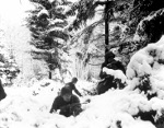 Men of US 290th Regiment in snowy terrain near Amonines, Belgium, 4 Jan 1945