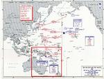 Map depicting the Battle of Coral Sea and the Battle of Midway in May-Jun 1942