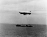 US Navy blimp L-8 making rendezvous with Doolittle Raiders fleet, off California, United States, 11 Apr 1942