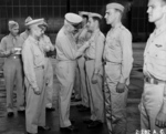 Henry Arnold awarding Doolittle Raider Captain Travis Hoover at Bolling Field, Washington DC, United States, 27 Jun 1942
