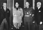 Czechoslovakian Foreign Minister Frantisek Chvalkovsky, Italian Foreign Minister Galeazzo Ciano, German Foreign Minister Joachim von Ribbentrop, and Hungarian Foreign Minister Kálmán Kánya at the First Vienna Arbitration, 2 Nov 1938