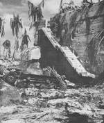 Japanese command post after American shelling and attack, Betio, Tarawa Atoll, 21 Nov 1943