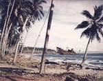 Japanese transport Kinugawa Maru beached on Guadalcanal, Nov 1943