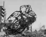 Ruins of Odamasa Store building, Hiroshima, Japan, 20 Nov 1945; distance from center of blast at this point was about 830 meters