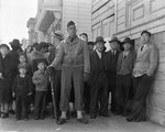A crowd of onlookers on the first day of evacuation of Japanese residents of San Francisco, California, United States, who themselves would be sent to internment camps within three days, 25 Apr 1942