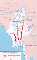 Map of Japanese and Allied movements in Burma, Apr-May 1942