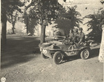 Japanese-American soldiers of the 100th Infantry Battalion of US 442nd Regimental Combat Team in a captured German Schwimmwagen vehicle in the Castellina Sector, near Livorno, Italy, 12 Jul 1944