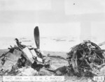 Wreckage on Iwo Jima beach, Japan, Feb 1945