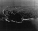 Aerial view of Kitano Point, the northern tip of Iwo Jima, Japan, 7 Mar 1945; photo taken from an aircraft of USS Anzio