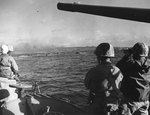 US Fourth Division Marines aboard a transport off Iwo Jima watched the first wave of amphtracs, 19 Feb 1945