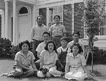 Japanese-American members of the Shibuya family posing for a family portrait shortly prior to being forcibly evacuated from their home, Mountain View, California, United States, 18 Apr 1942