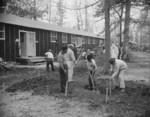 Men working in Block 30 of Jerome War Relocation Center, Arkansas, United States, 20 Nov 1942