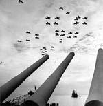 American aircraft fly over USS Missouri after the surrender, photo 1 of 3