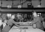 Yasuji Okamura surrendering to He Yingqin, Nanjing, China, 9 Sep 1945, photo 2 of 3