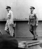 MacArthur and Nimitz arrived on USS Missouri for the signing of the instrument of surrender