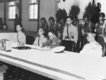Chinese General He Yingqin signing the Japanese surrender document at the Chinese Military Academy in Nanjing, China, 9 Sep 1945, photo 1 of 2