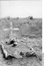 Battlefield grave of German Corporal Heinz Kühl, who was killed at the Battle of Kursk on 21 Jul 1943