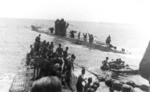U-156 and U-507 with survivors of RMS Laconia in the Atlantic Ocean, 15 Sep 1942