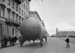 Barrage balloon being transported along Nevsky Prospekt in Leningrad, Russia, 9 Oct 1941