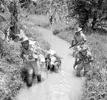 Men of the British 2/9th Gurkha Rifles training in the Malayan jungle, Oct 1941
