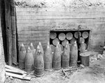 Japanese ready ammunition storage at the base of the revetment for two short 200mm guns at Bangi Point, Asan Beachhead, Guam, Mariana Islands, 5 Oct 1944