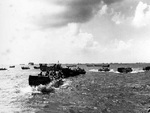 Landing craft moving toward Saipan landing beaches, Mariana Islands, 15 Jun 1944