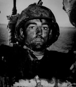 A US Marine dirty after two days of fighting on Eniwetok, Feb 1944